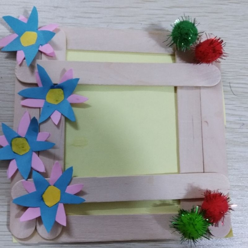 Sticker Activity Photo Frame Popsicle Stick Photo Frame- Kids Fun Crafts - SchoolMyKids
