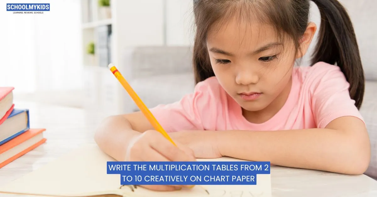 Write the Multiplication Tables from 2 to 10 Creatively on Chart Paper