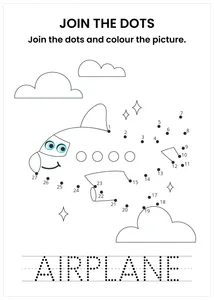 Airplane connect the dots and color the image