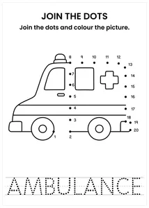 Ambulance connect the dots and color the image