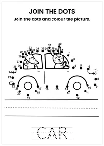 Car connect the dots and color the image