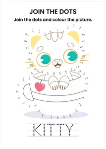 Kitty connect the dots and color the image