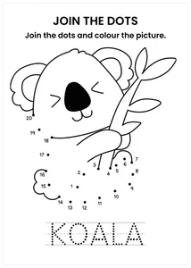 Koala connect the dots and color the image