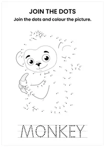Monkey connect the dots and color the image