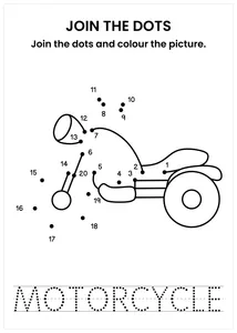 Motorcycle connect the dots and color the image