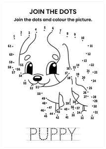 Puppy connect the dots and color the image