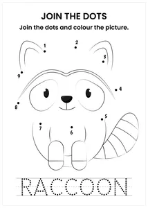 Raccoon connect the dots and color the image