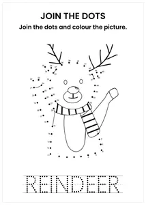 Reindeer connect the dots and color the image