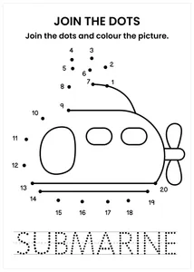 Submarine connect the dots and color the image