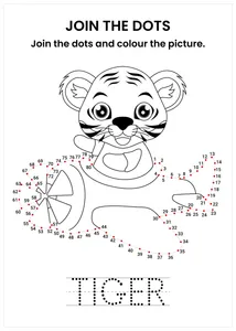 Tiger connect the dots and color the image