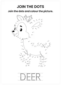 Deer connect the dots and color the image