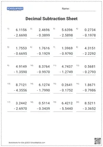 Subtracting Decimals