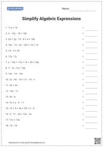 Simplifying algebraic expressions