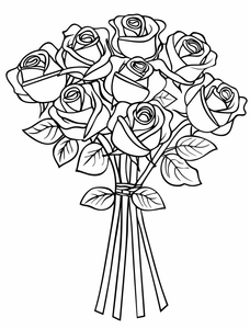 Bunch of Roses Coloring Page
