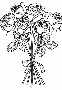 Bunch of Roses Coloring Page