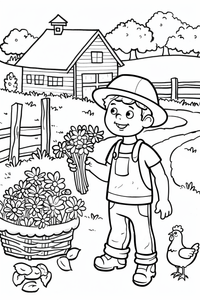 Boy Farmer Coloring Page