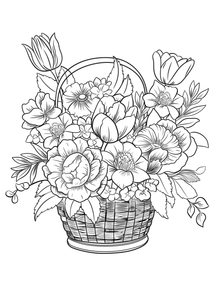 Flower Basket Coloring Page