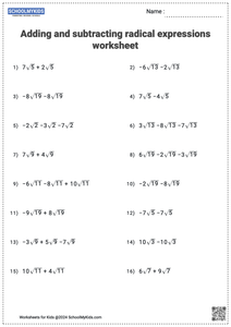Adding & Subtracting Radical Expressions