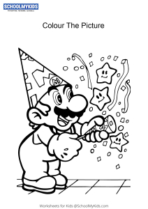 Mario Birthday - Super Mario Coloring Pages