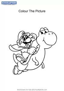 Mario and Yoshi - Super Mario Coloring Pages