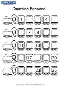 Missing Numbers Counting Forward 1 to 25