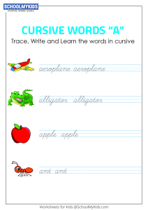 Cursive Writing A words - Cursive Words