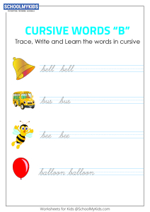 Cursive Writing B words - Cursive Words