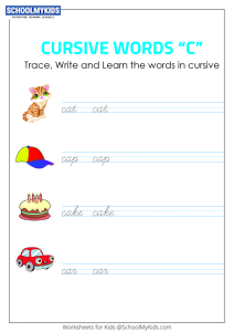 Cursive Writing C words - Cursive Words