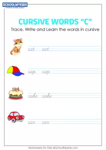 Cursive Writing C words - Cursive Words