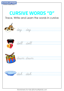 Cursive Writing D words - Cursive Words