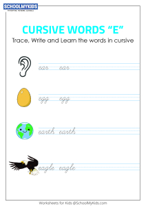 Cursive Writing E words - Cursive Words