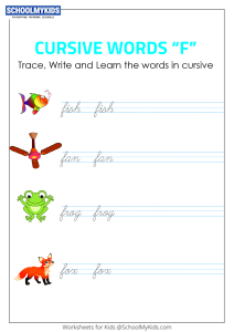 Cursive Writing F words - Cursive Words