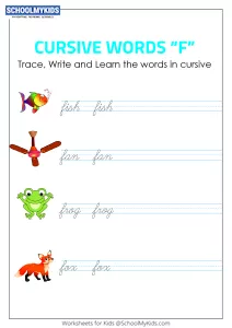 Cursive Writing F words - Cursive Words