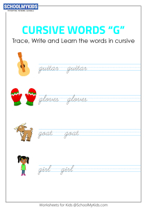 Cursive Writing G words - Cursive Words