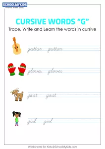 Cursive Writing G words - Cursive Words