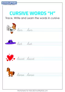 Cursive Writing H words - Cursive Words
