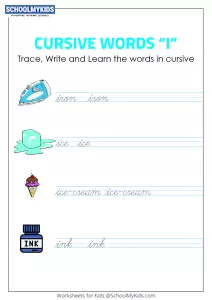 Cursive Writing I words - Cursive Words