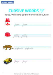 Cursive Writing J words - Cursive Words