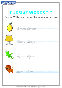 Cursive Writing L words - Cursive Words