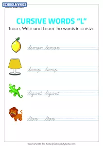 Cursive Writing L words - Cursive Words