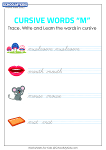 Cursive Writing M words - Cursive Words