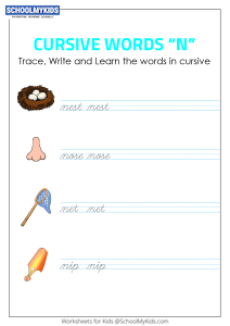 Cursive Writing N words - Cursive Words