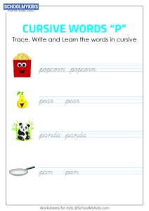 Cursive Writing P words - Cursive Words