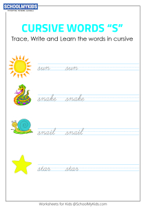 Cursive Writing S words - Cursive Words