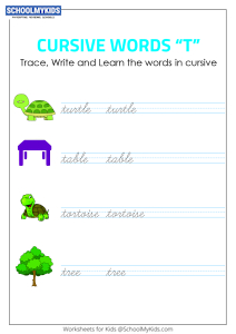 Cursive Writing T words - Cursive Words