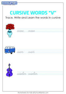 Cursive Writing V words - Cursive Words