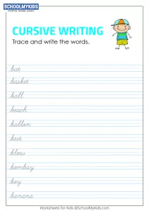 Tracing and Writing Cursive Words B