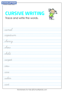 Tracing and Writing Cursive Words C