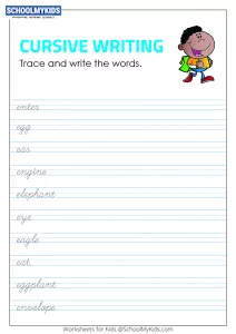Tracing and Writing Cursive Words E