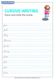 Tracing and Writing Cursive Words F